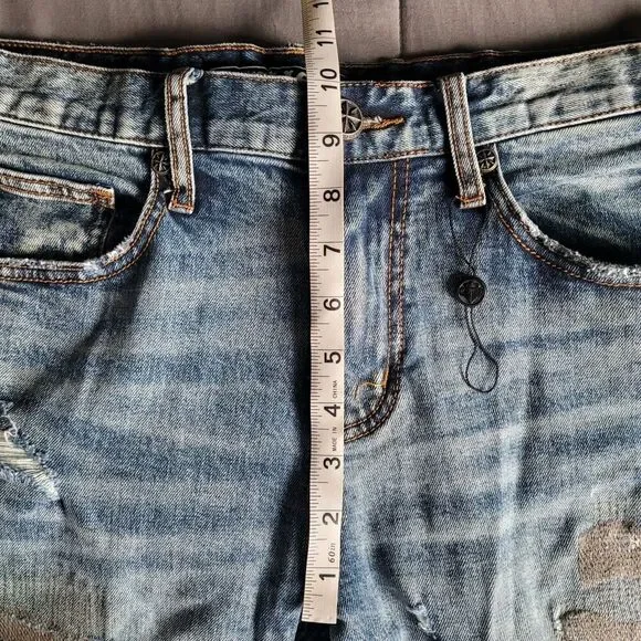 Affliction Jeans Mens Size 31x32 Ace Distressed Blue Dark Washed Y2K Denim - Picture 7 of 10